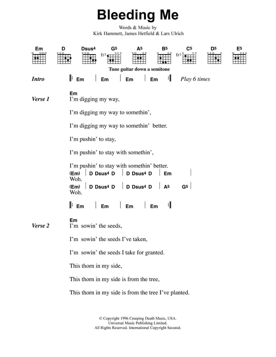Bleeding Me Electric Guitar scores gallery preview page 1