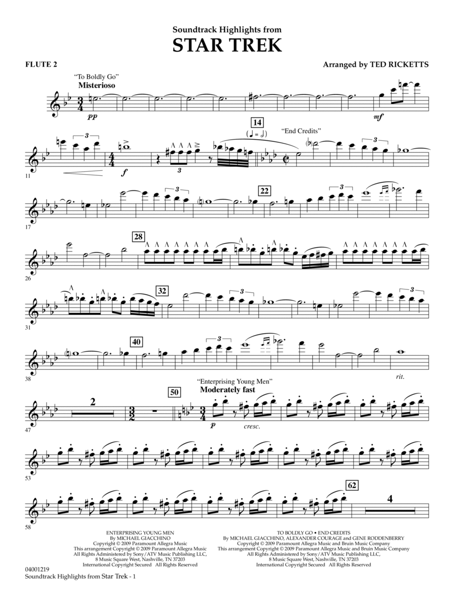Star Trek - Soundtrack Highlights - Flute 2 Flute scores gallery preview page 1