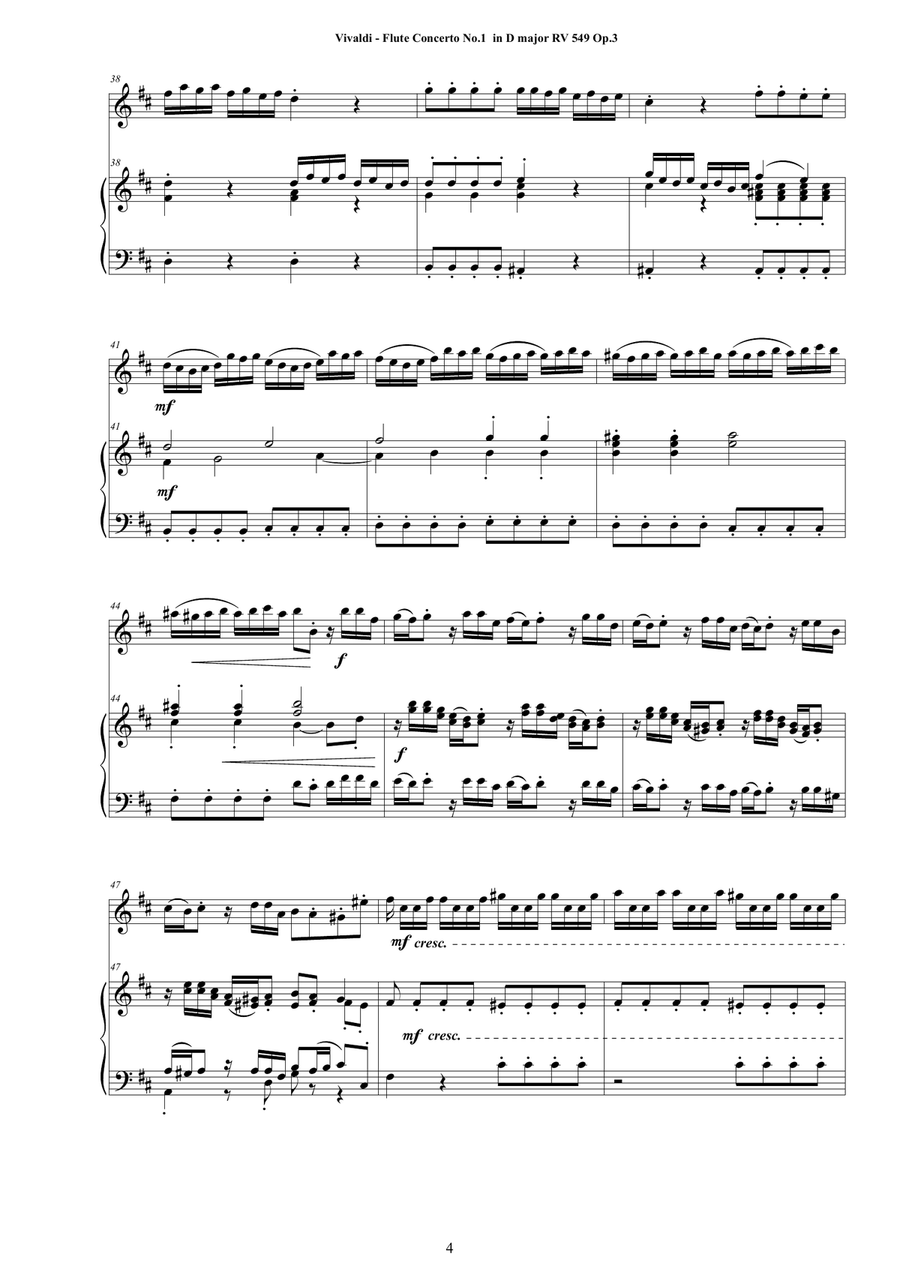 Vivaldi - Flute Concerto No.1 in D major RV 549 Op.3 for Flute and Cembalo (or Piano) image number null