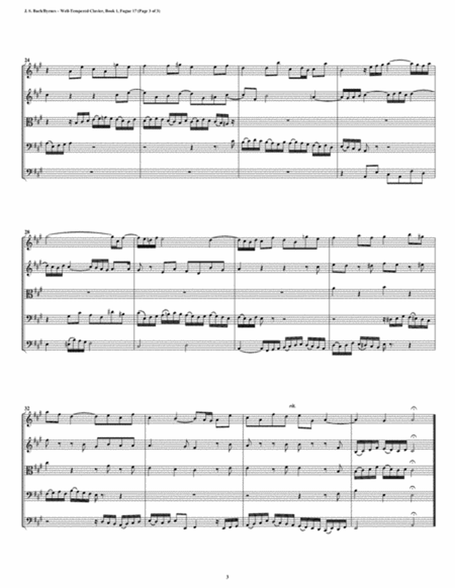 Fugue 17 from Well-Tempered Clavier, Book 1 (String Quintet) image number null
