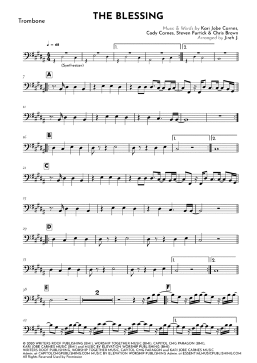 The Blessing Trombone Solo scores gallery preview page 2