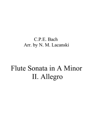 Book cover for Sonata in A Minor for Flute and String Quartet II. Allegro