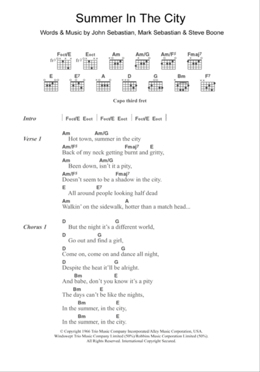 Summer In The City Summer In The City Acoustic Guitar scores gallery preview page 1