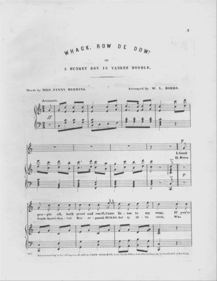 Whack Row De-Dow, or, A Hunkey Boy is Yankee Doodle Voice scores gallery preview page 2