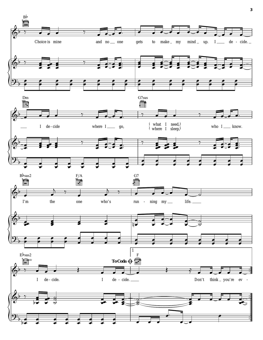 I Decide Piano, Vocal, Guitar scores gallery preview page 3
