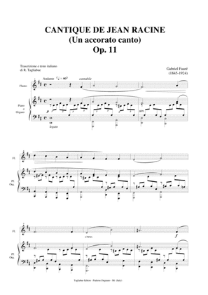 Book cover for CANTIQUE DE JEAN RACINE - Op. 11 - G. Fauré - Arr. for Flute, SATB Choir and Piano
