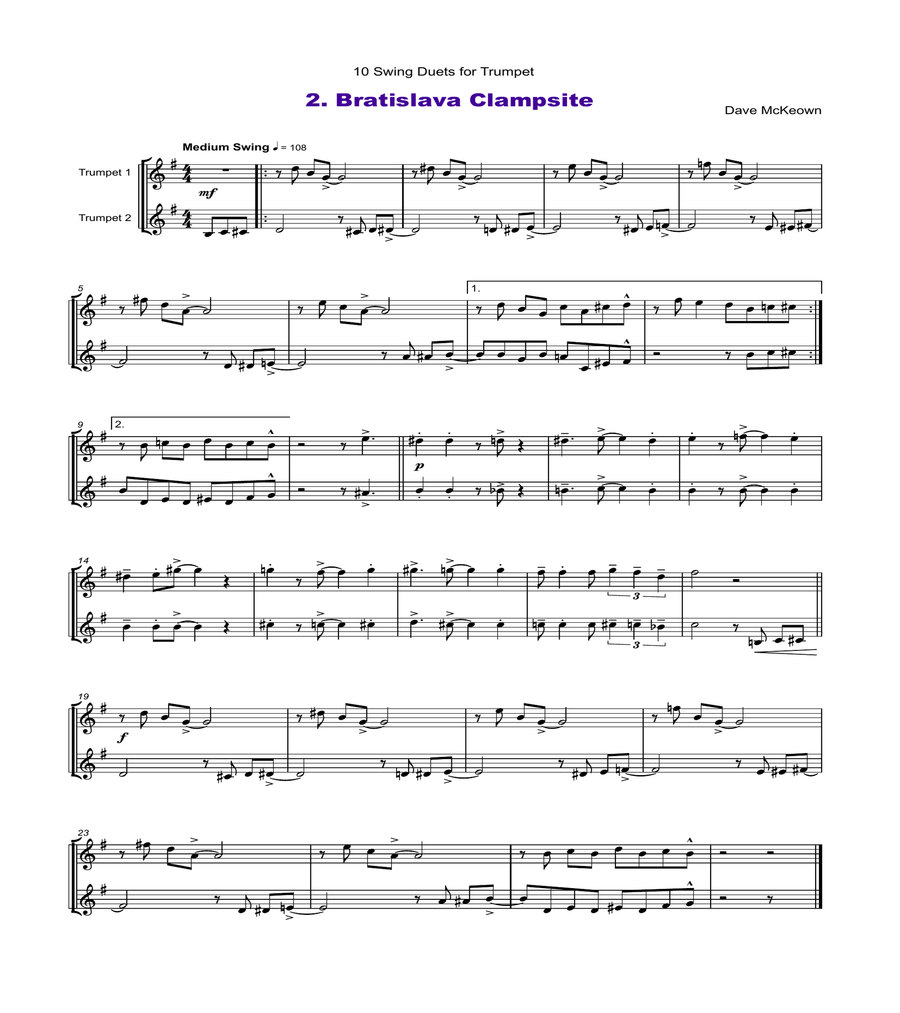 10 Swing Duets for Trumpet image number null