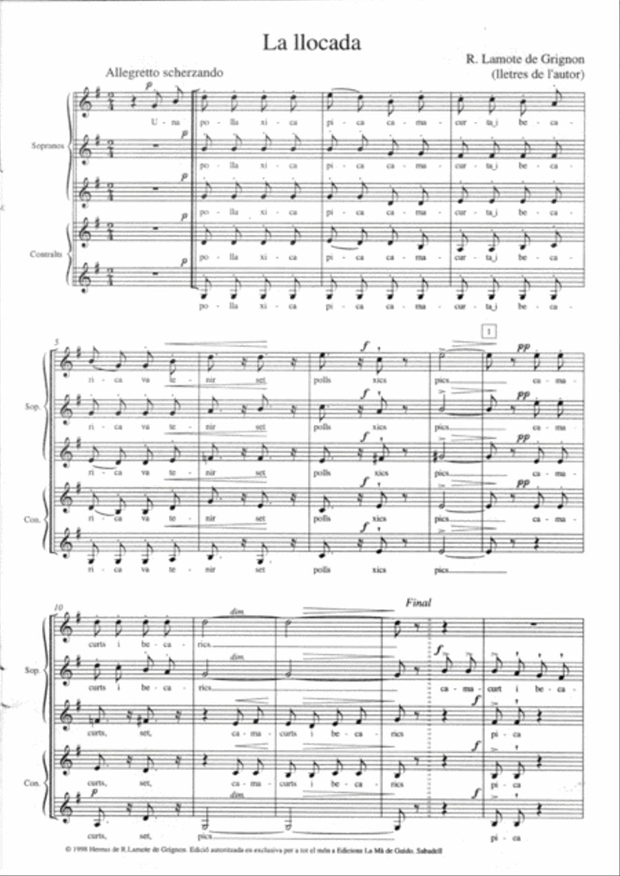 Tres Cançons de Bon Humor SSA scores gallery preview page 5