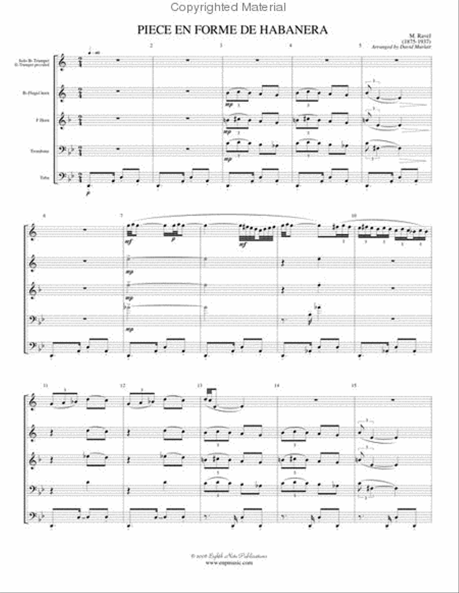 Piece en Forme de Habanera Brass Quintet scores gallery preview page 2