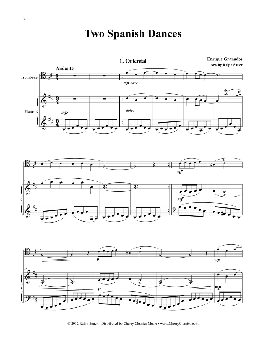 Two Spanish Dances for Trombone and Piano Piano scores gallery preview page 2