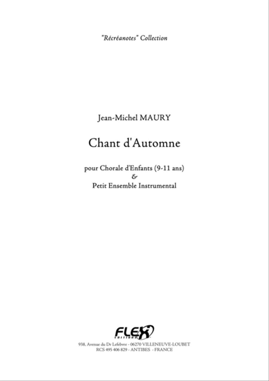 Chant d'Automne Children's Choir scores gallery preview page 1