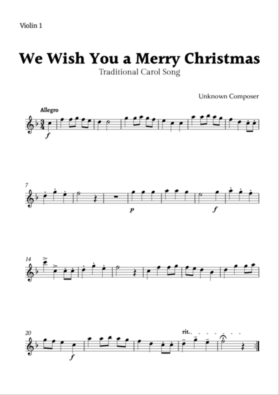 We Wish you a Merry Christmas for Violin Trio String Trio scores gallery preview page 2