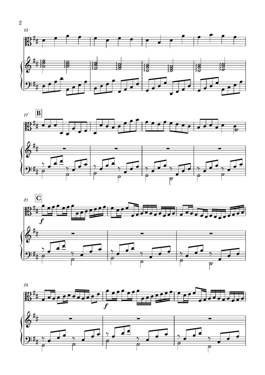 Canon in D for Viola and Piano Harpsichord scores gallery preview page 2