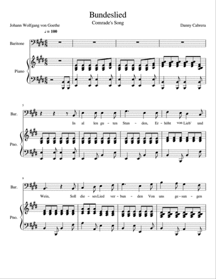 Bundeslied Voice Solo scores gallery preview page 1