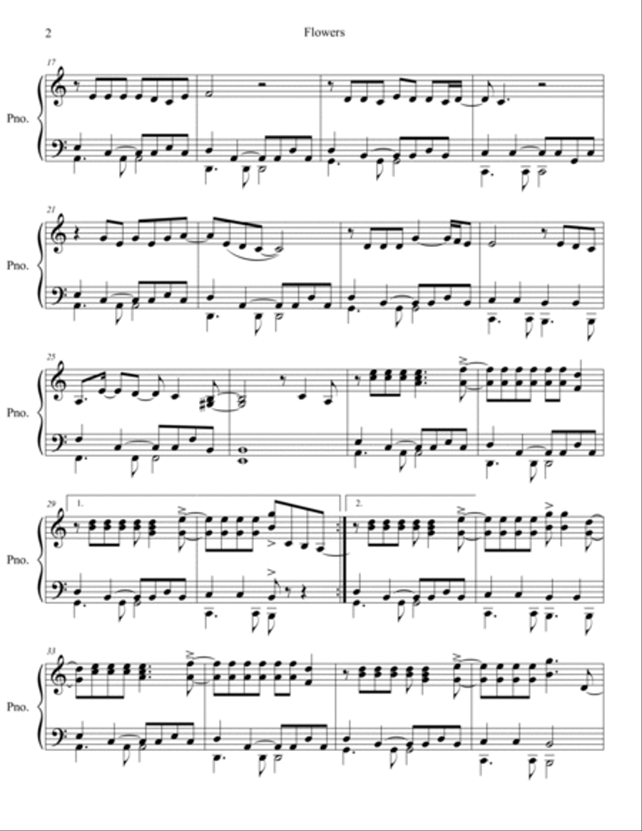Flowers Piano Solo scores gallery preview page 3