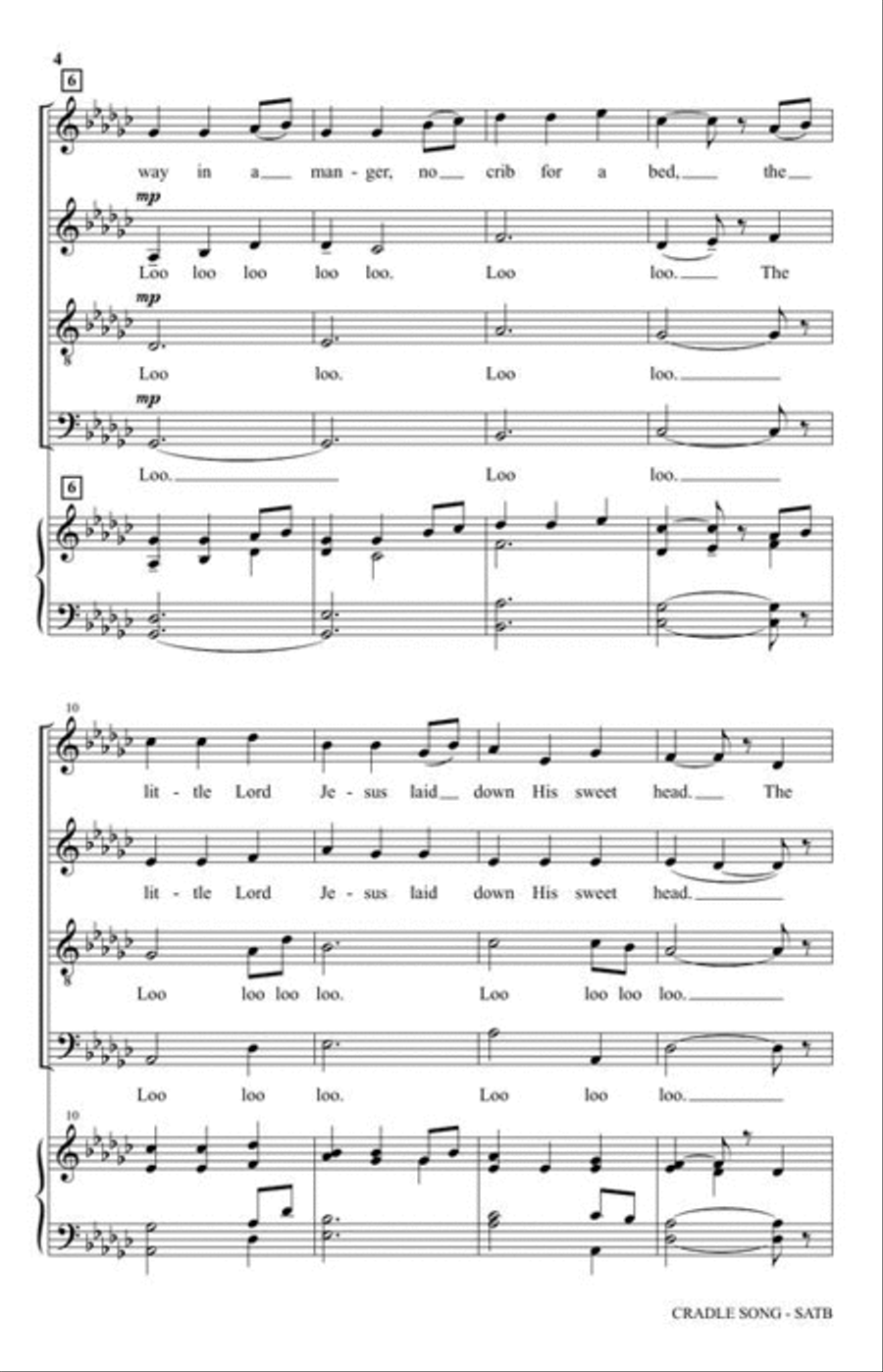 Cradle Song (Away in a Manger) 4-Part scores gallery preview page 4