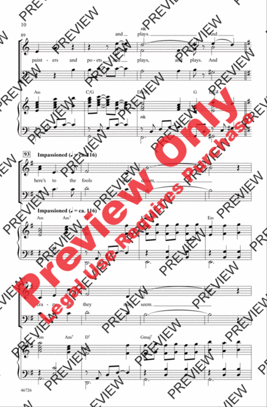 Audition (The Fools Who Dream) 3-Part scores gallery preview page 10