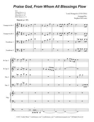 Praise God, From Whom All Blessings Flow (Unison Choir - High Key) (Full Score - Alt.) - Score Only