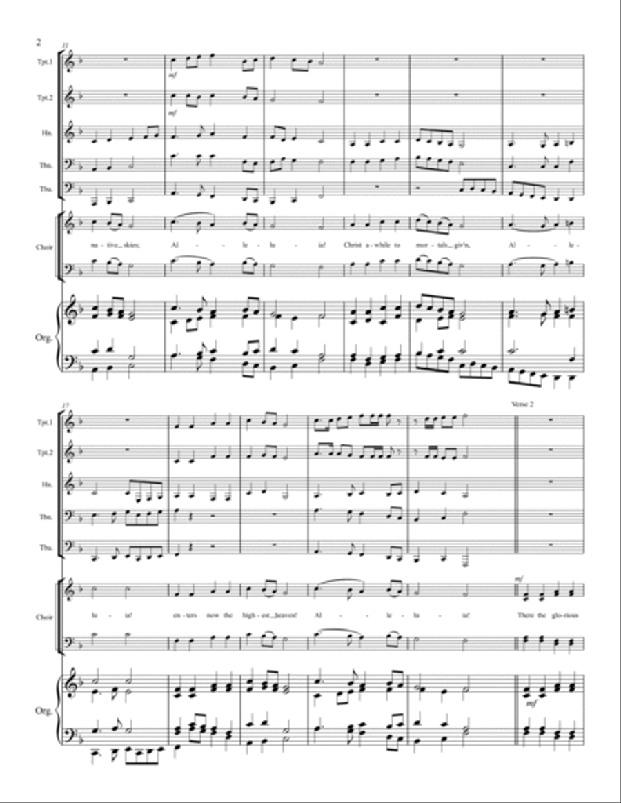 Hail the Day that Sees Him Rise – Choir, Brass Quintet, and Organ Choir scores gallery preview page 3