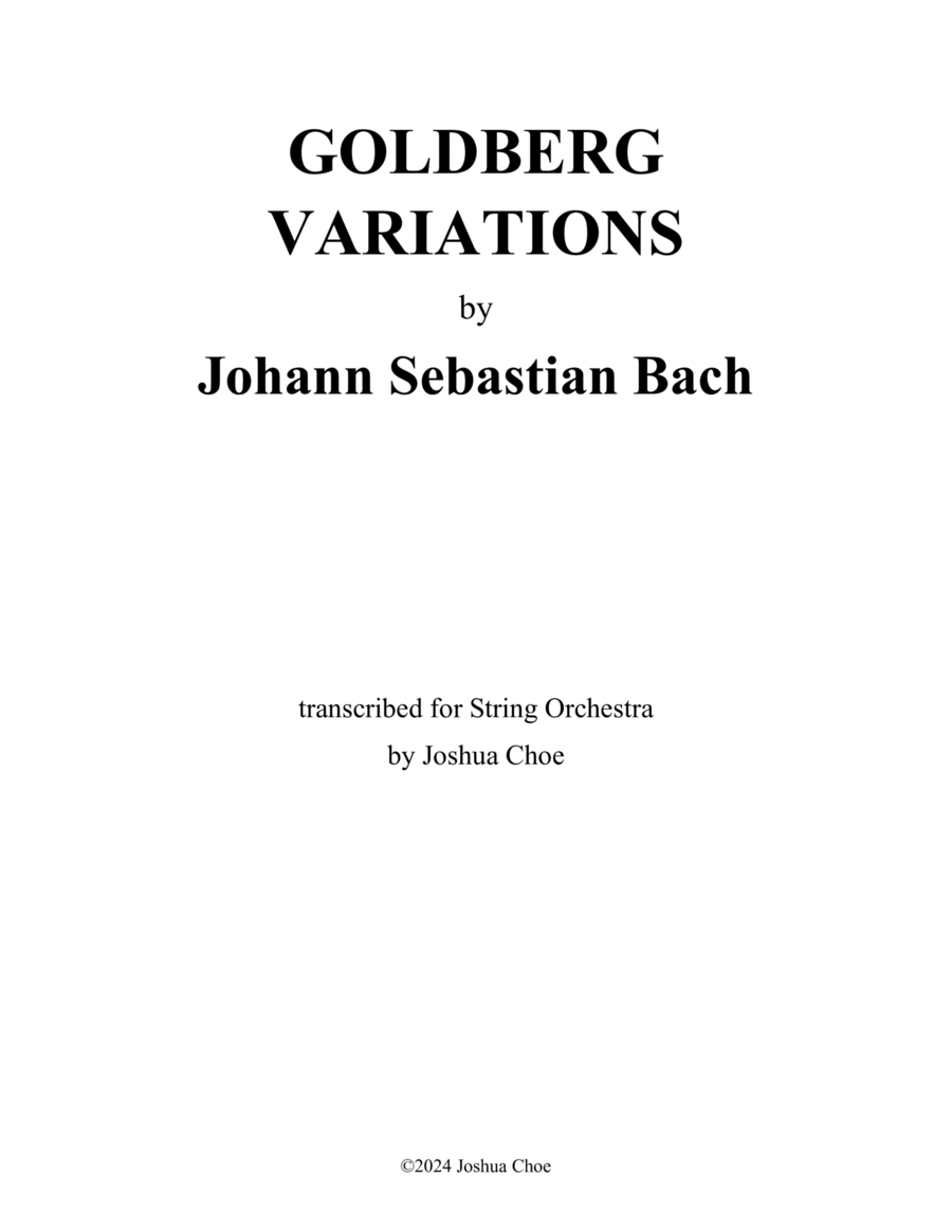 Goldberg Variations Goldberg Variations String Orchestra scores gallery preview page 1