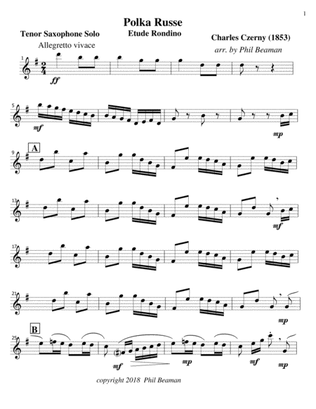 Polka Russe-Czerny-Tenor Saxophone Solo