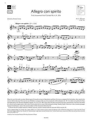 Book cover for Allegro con spirito (Grade 8, A2, from the ABRSM Violin Syllabus from 2024)