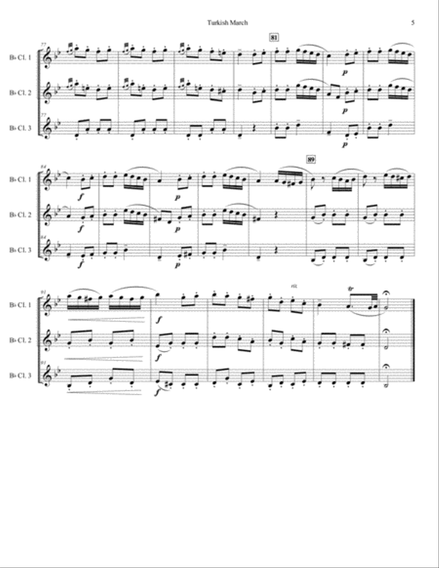 Turkish March for Clarinet Trio Turkish March for Clarinet Trio Clarinet Trio scores gallery preview page 5