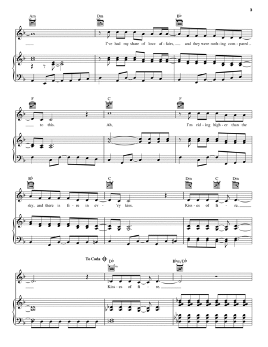 Kisses Of Fire (from Mamma Mia! Here We Go Again) Piano, Vocal, Guitar scores gallery preview page 3