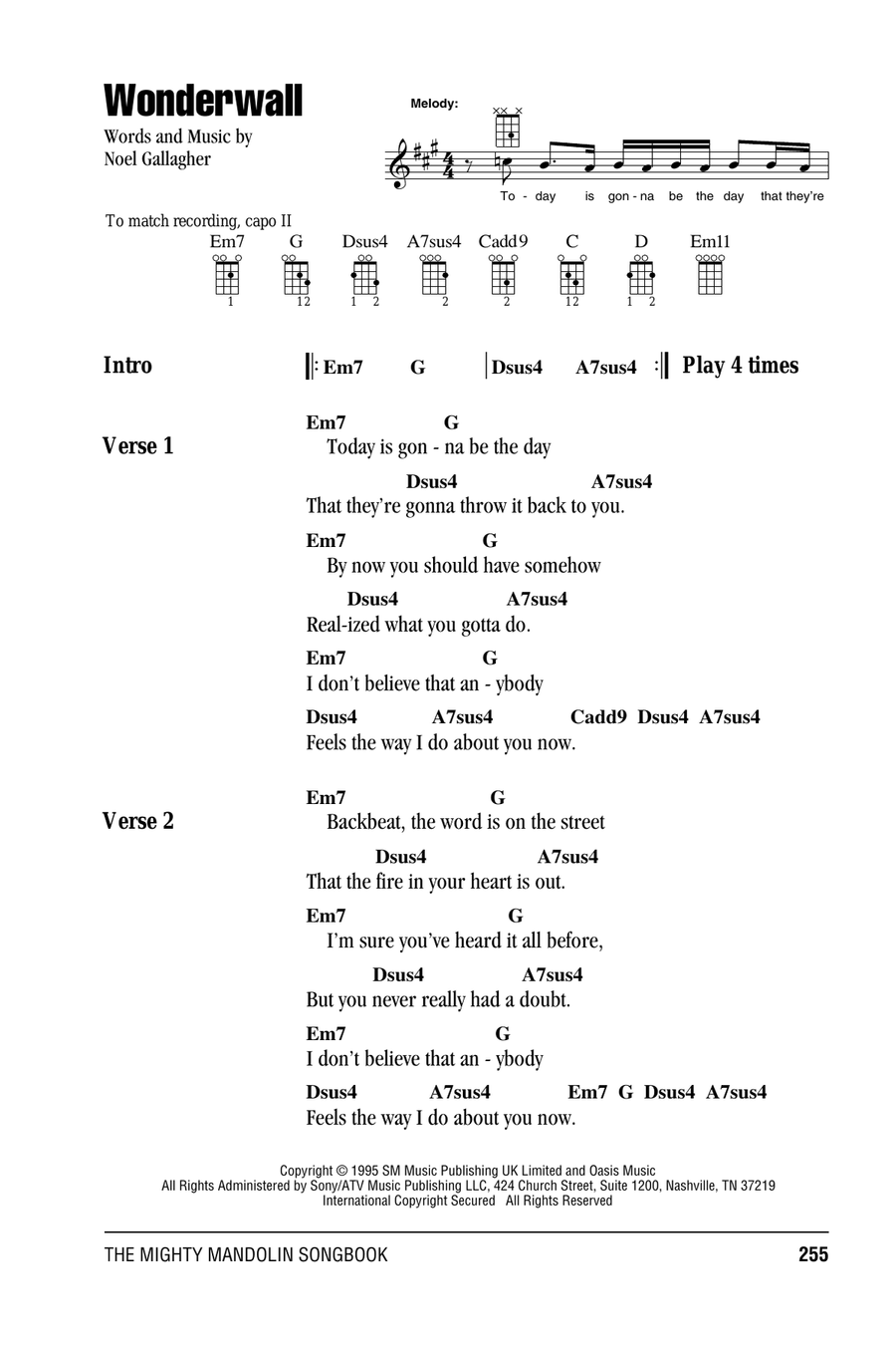 Wonderwall Mandolin scores gallery preview page 1