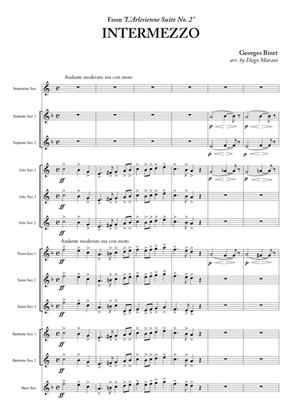 Intermezzo from "L'Arlesienne Suite No. 2" for Saxophone Ensemble