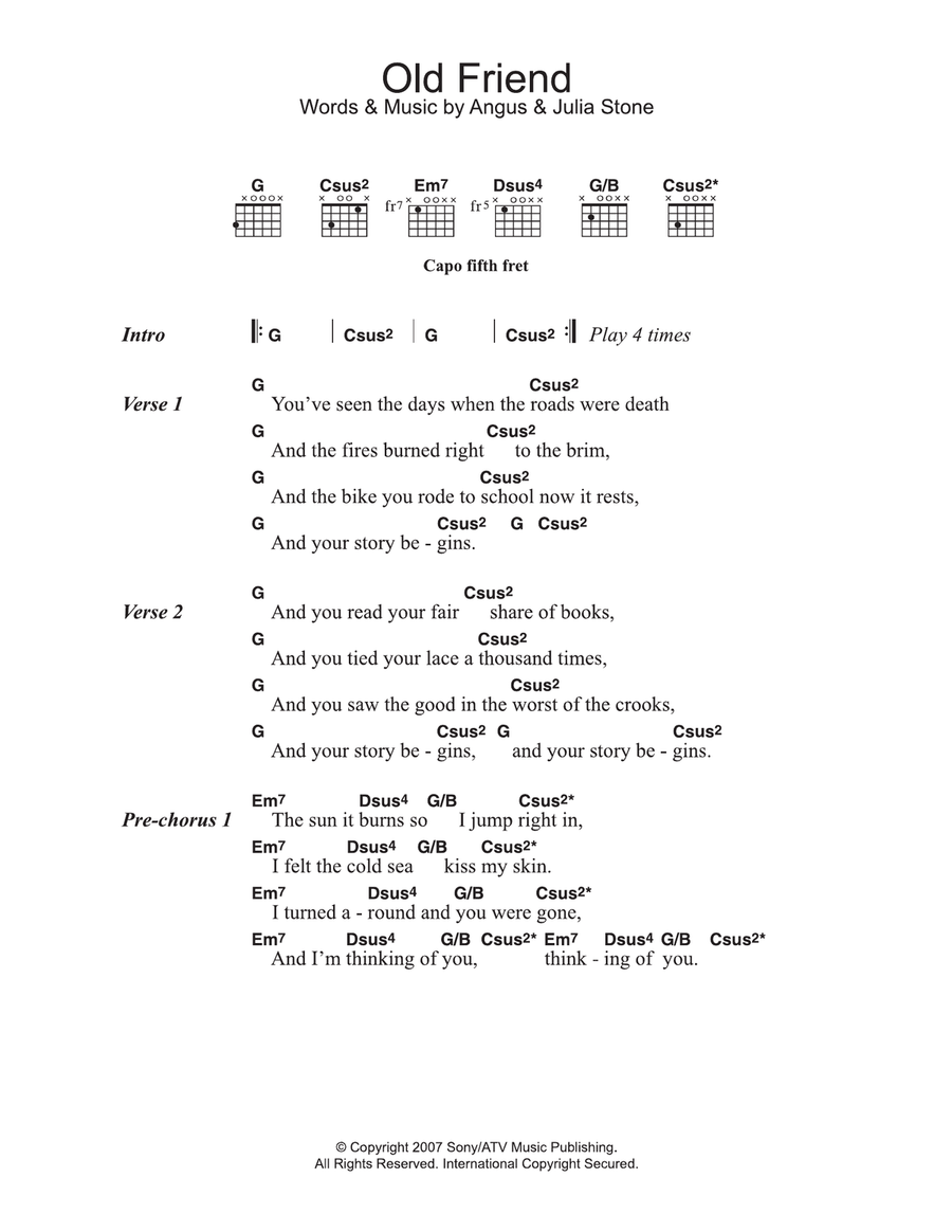 Old Friend Acoustic Guitar scores gallery preview page 1