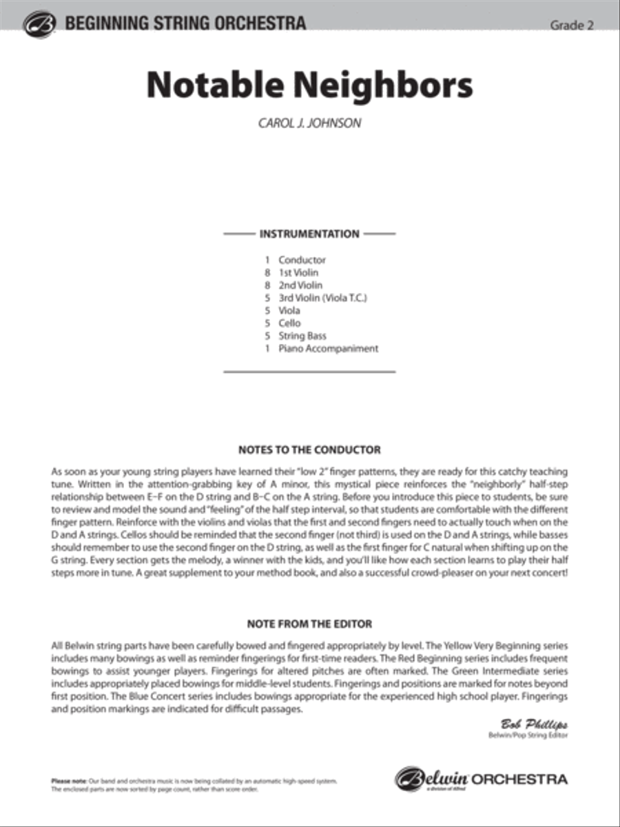 Notable Neighbors: Score String Orchestra scores gallery preview page 1