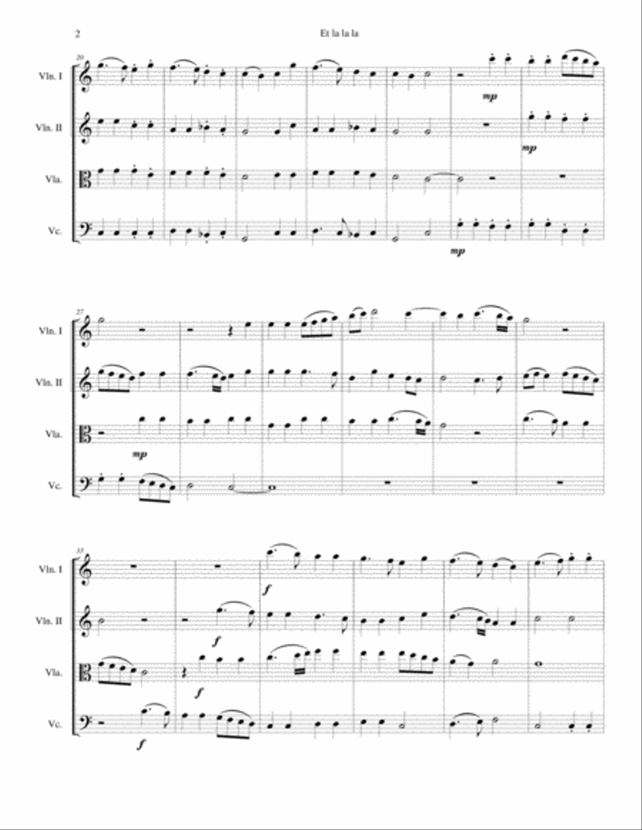 Et la la la for string quartet String Quartet scores gallery preview page 2