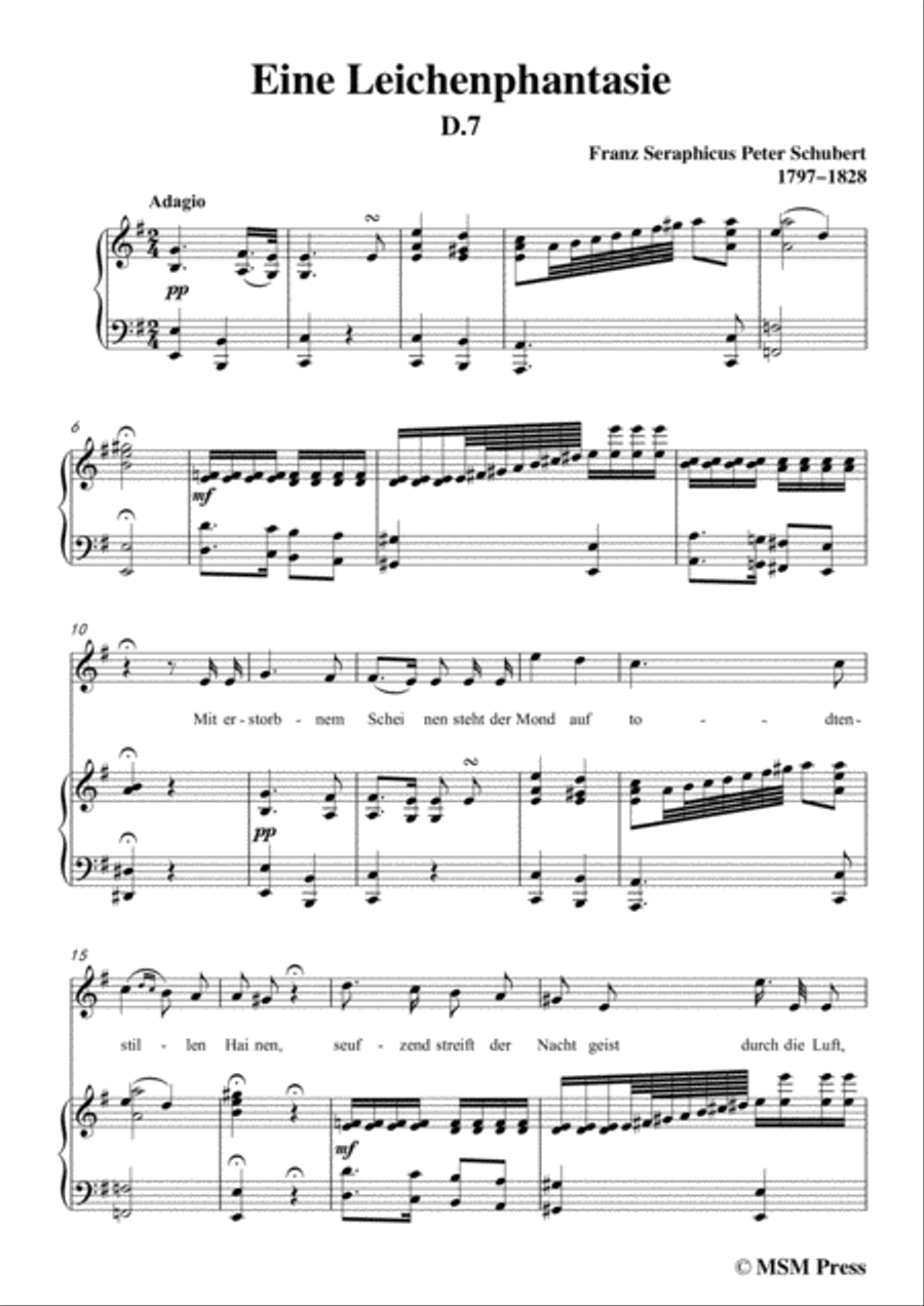 Schubert-Eine Leichenphantasie,D.7,in e minor,for Voice&Piano Voice scores gallery preview page 3