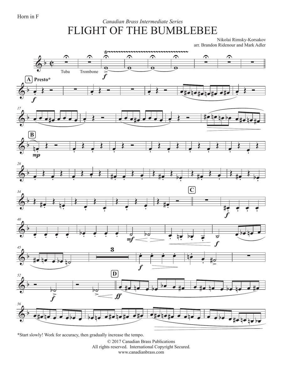 Flight Of The Bumblebee (Intermediate) - F Horn
