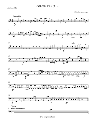 Book cover for Sonata #5, Op. 2 for String Quartet