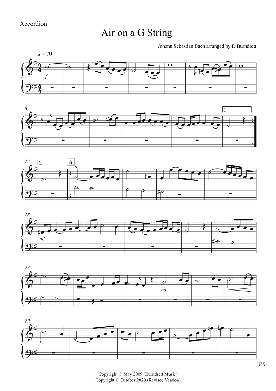 Air on a G String for Accordion and Piano Unison Choir scores gallery preview page 3