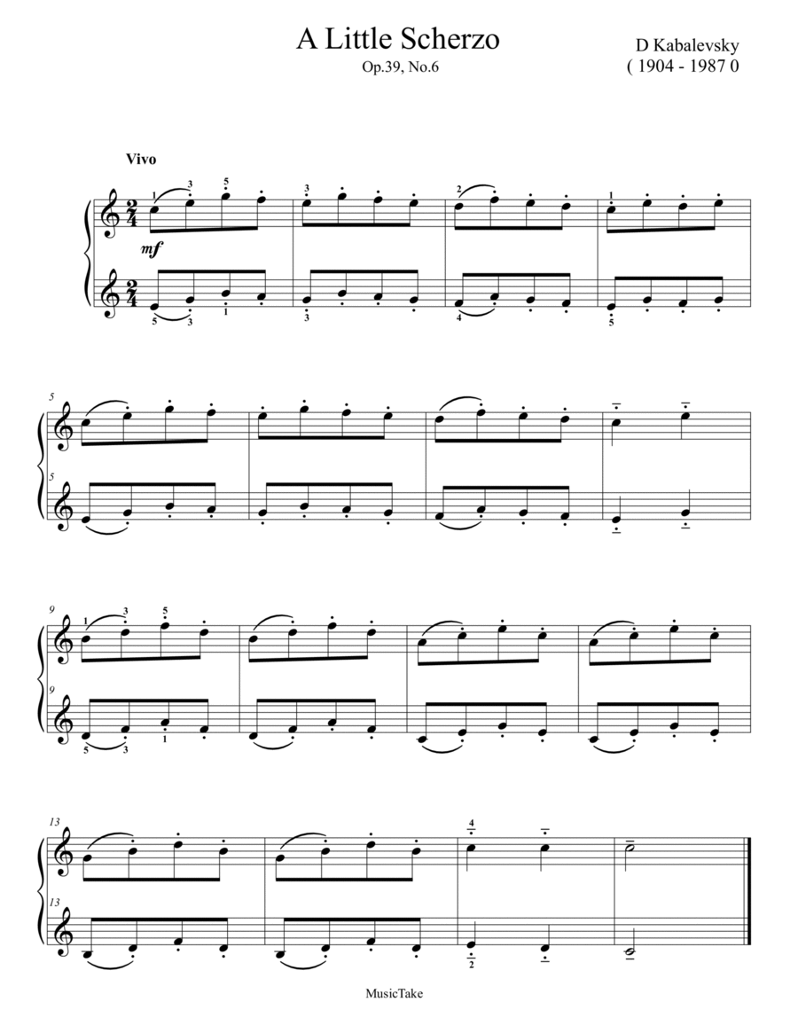 Kabalevsky A Little Scherzo Op.39, No.6 image number null