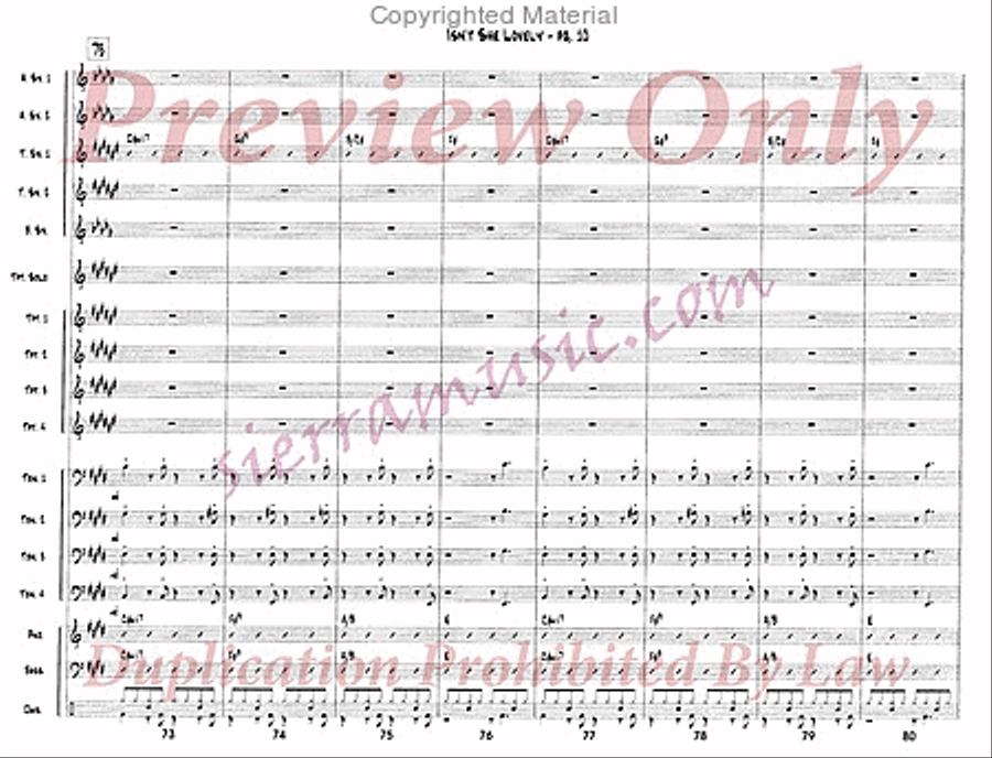 Isn't She Lovely (For Doc) Jazz Ensemble scores gallery preview page 11