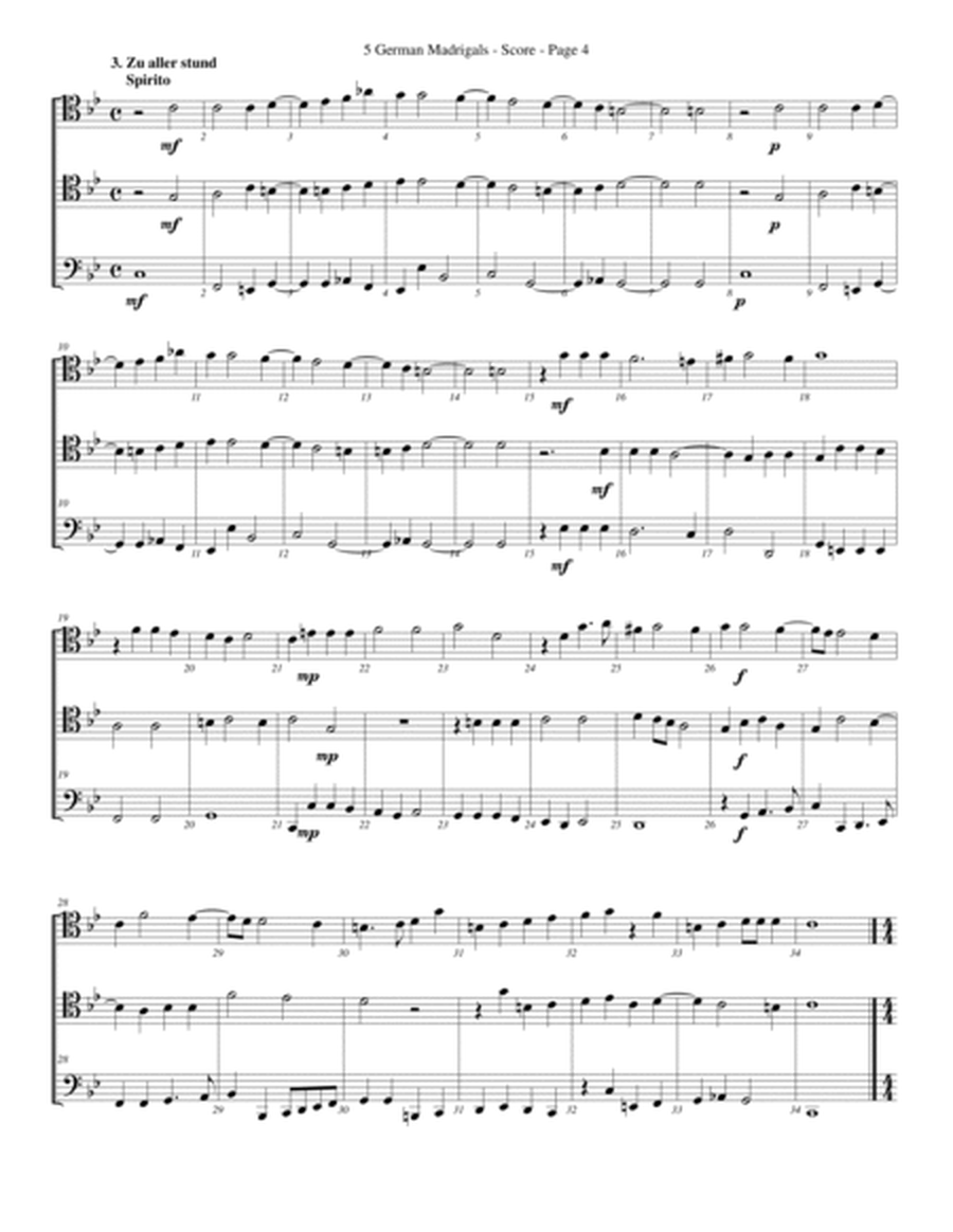 5 German Madrigals for Trombone or Low Brass Trio image number null