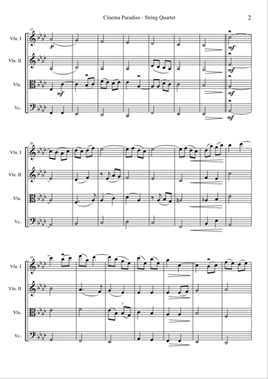 Cinema Paradiso Cinema Paradiso String Quartet scores gallery preview page 2