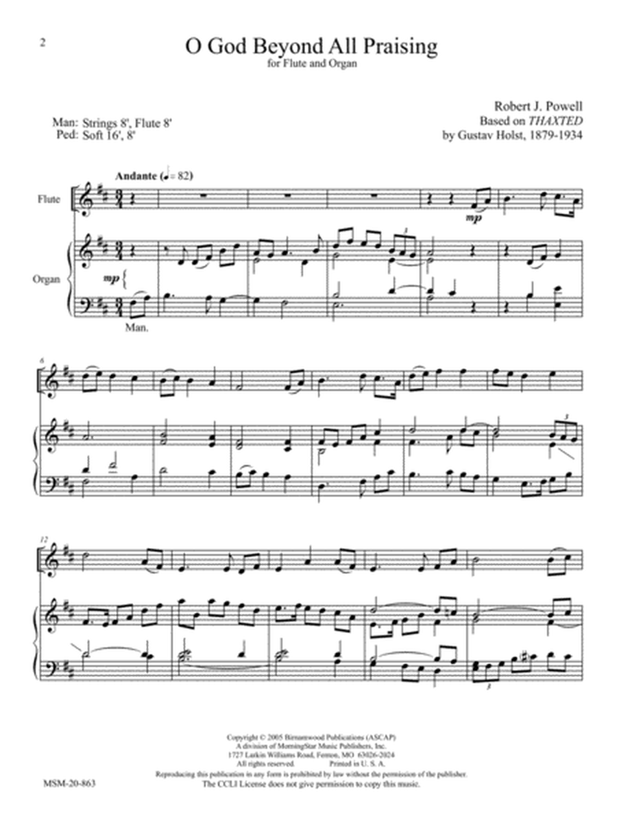 O God, Beyond All Praising: Hymn Settings for Flute and Organ image number null