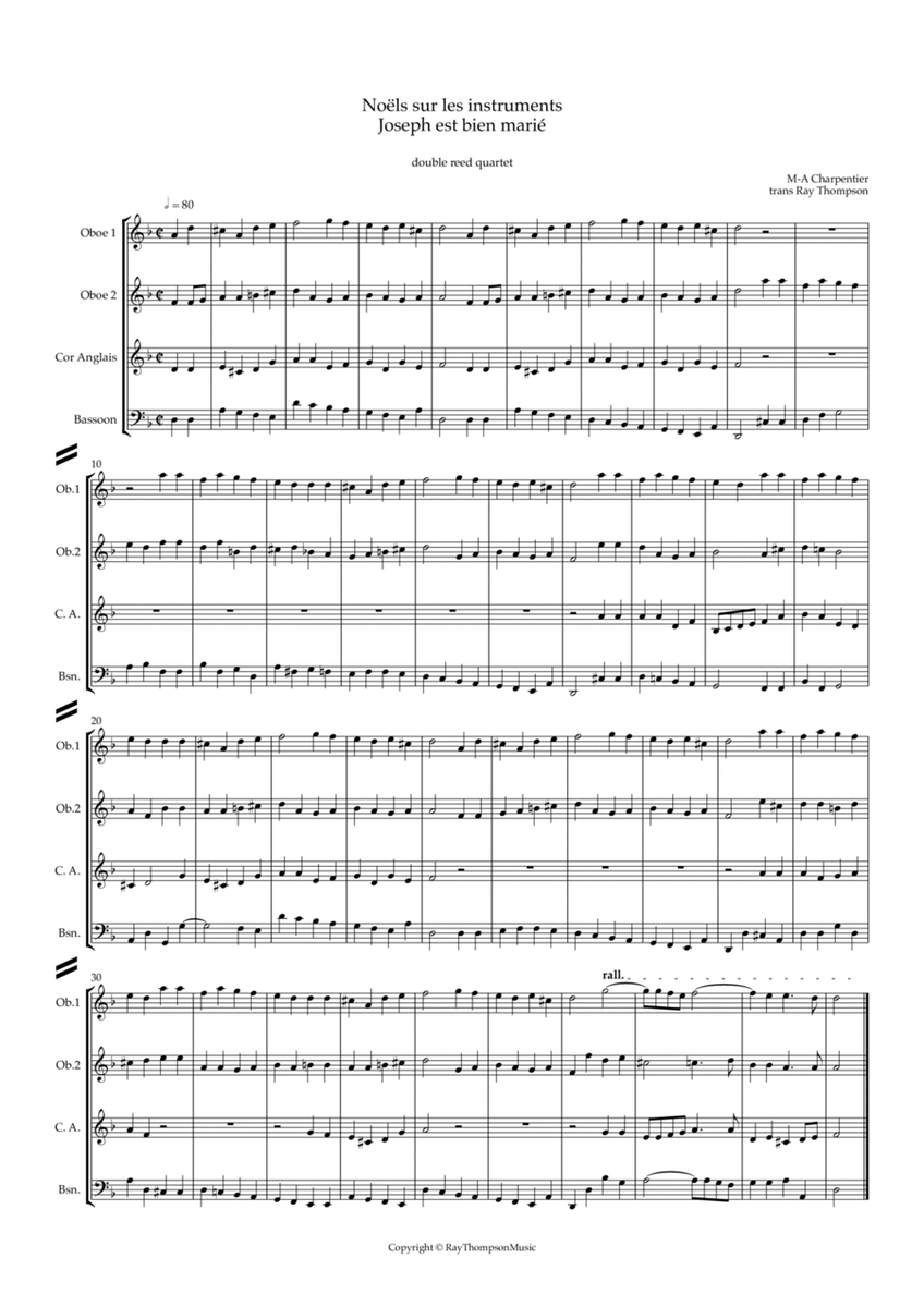 Charpentier: Noëls sur les instruments H534: Joseph est bien marié - double reed quartet image number null