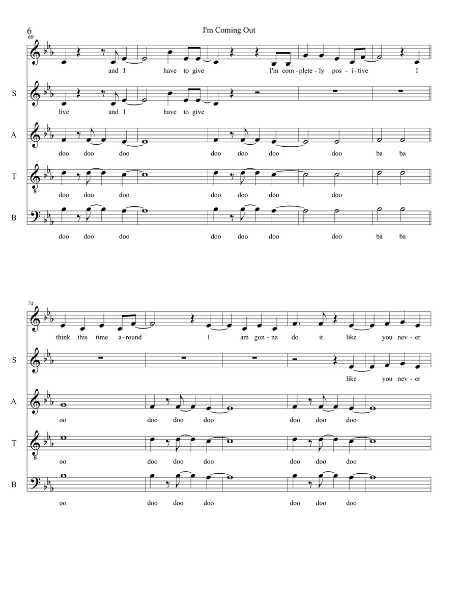 I'm Coming Out 4-Part scores gallery preview page 6