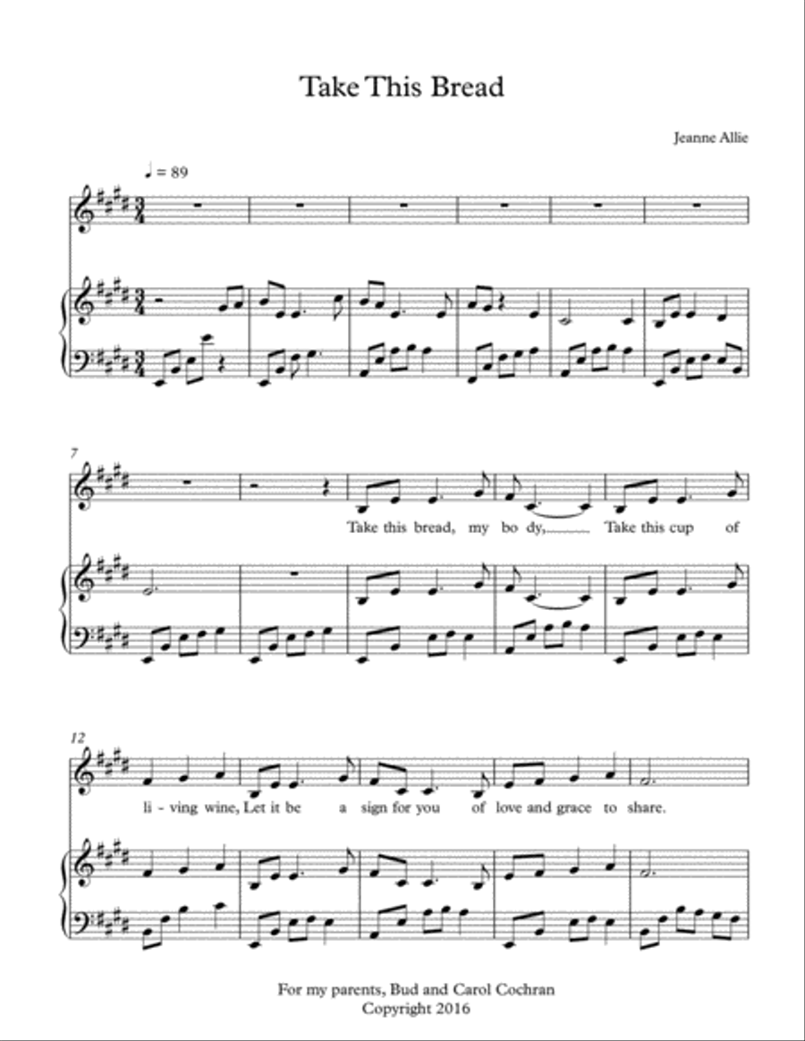 Take This Bread Voice scores gallery preview page 1