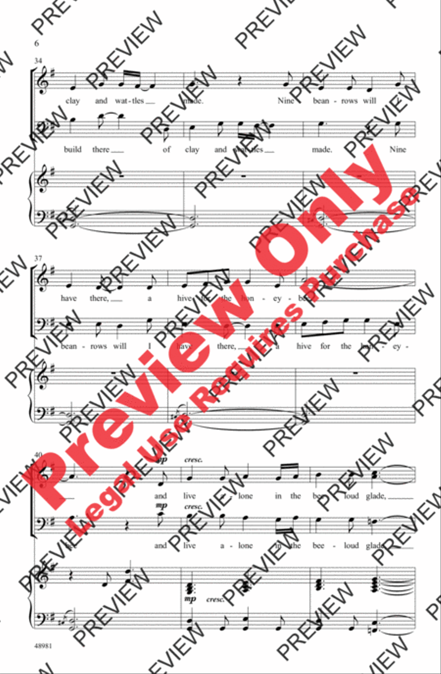 The Lake Isle of Innisfree 3-Part scores gallery preview page 6