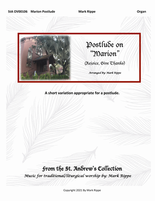 Book cover for Postlude on "Marion" (Rejoice, Give Thanks). StA OV00106