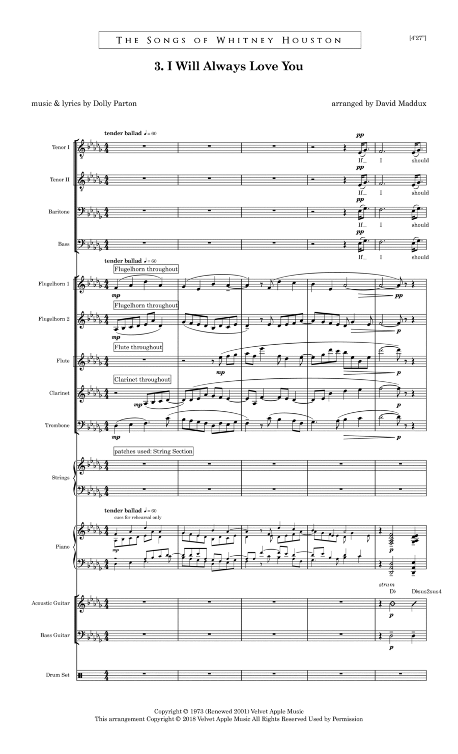 I Will Always Love You Large Ensemble scores gallery preview page 1