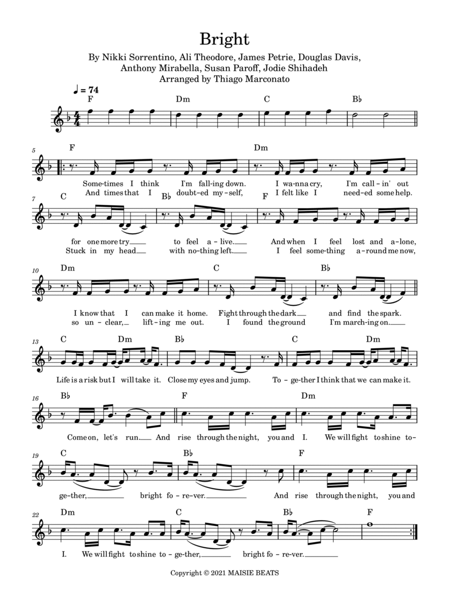 Bright Piano scores gallery preview page 1