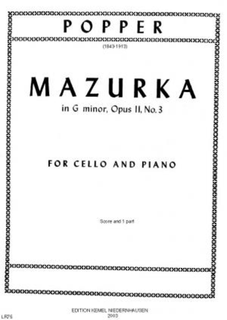 Mazurka in g minor : for cello and piano, opus 11, no. 3